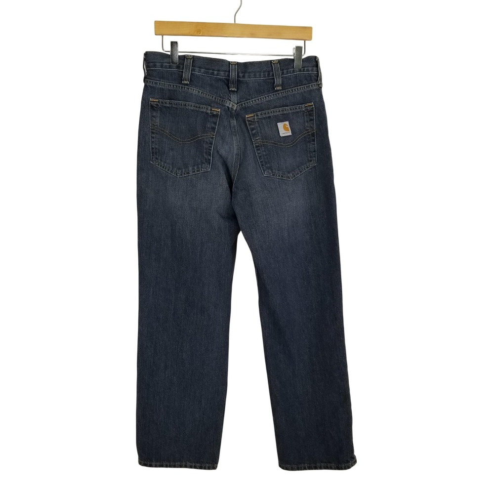 Carhartt Mens Relaxed Fit Straight Leg Dark Wash Denim Jeans 32x29 Workwear - Picture 2 of 10